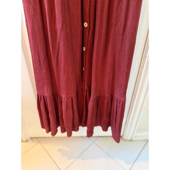 Free People Collette Maxi Dress M Rust Lace Boho Button Front Romantic Cottage - Picture 6 of 11